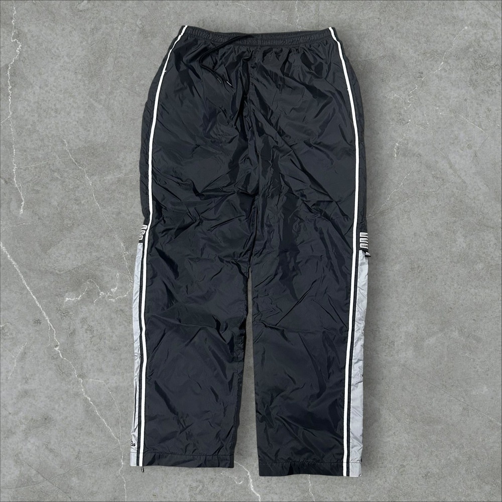 Adidas Track Pants Mens M Black Silver Side Stripe Mesh Lined Ankle Zip AGC 004